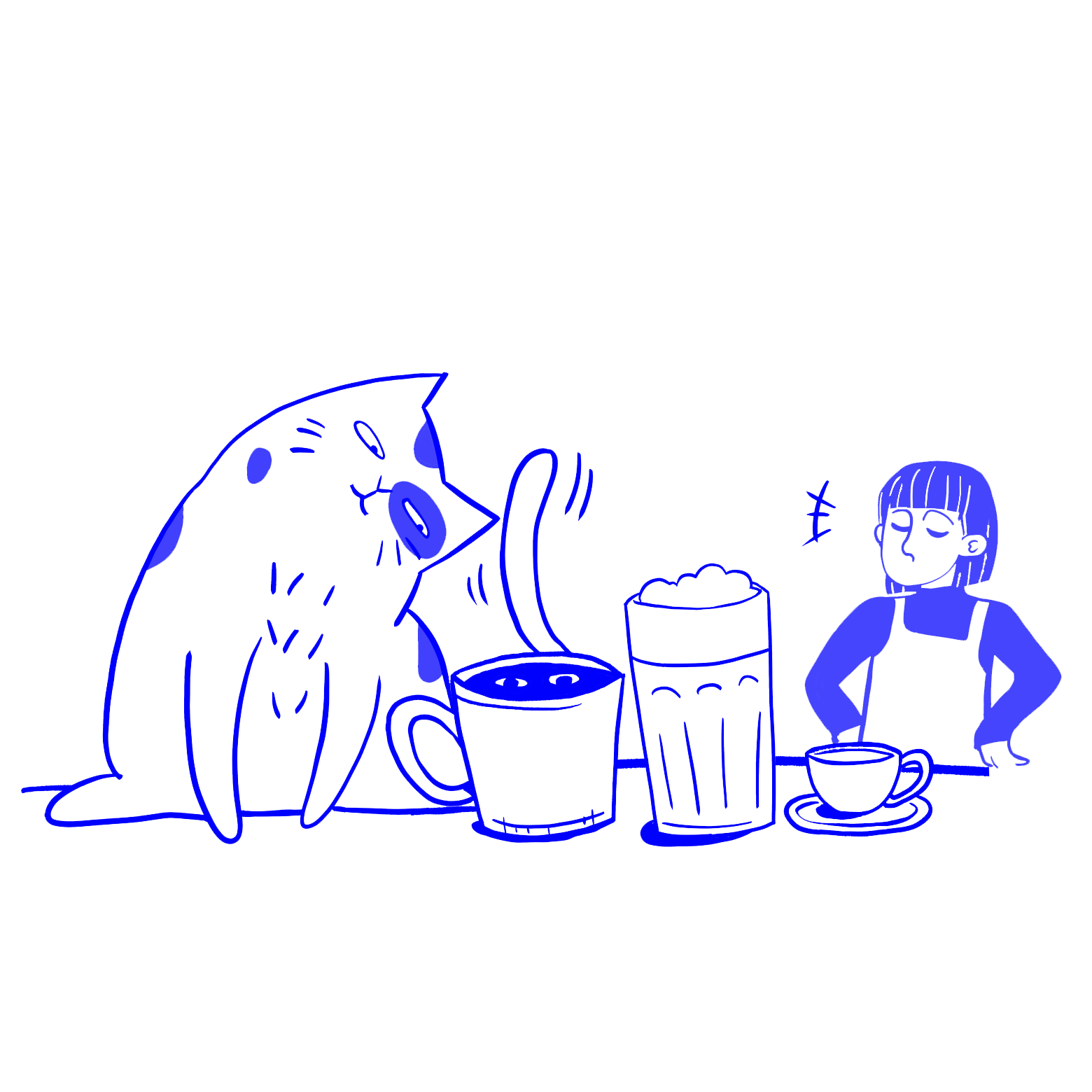 Illustration Katze und Kaffee