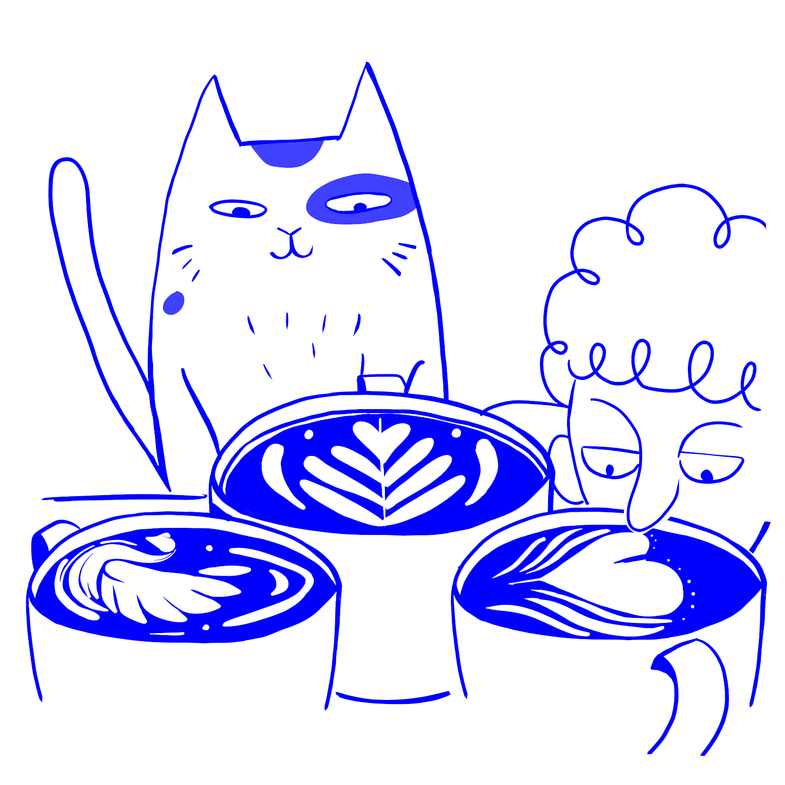 Illustration Katze und Kaffee