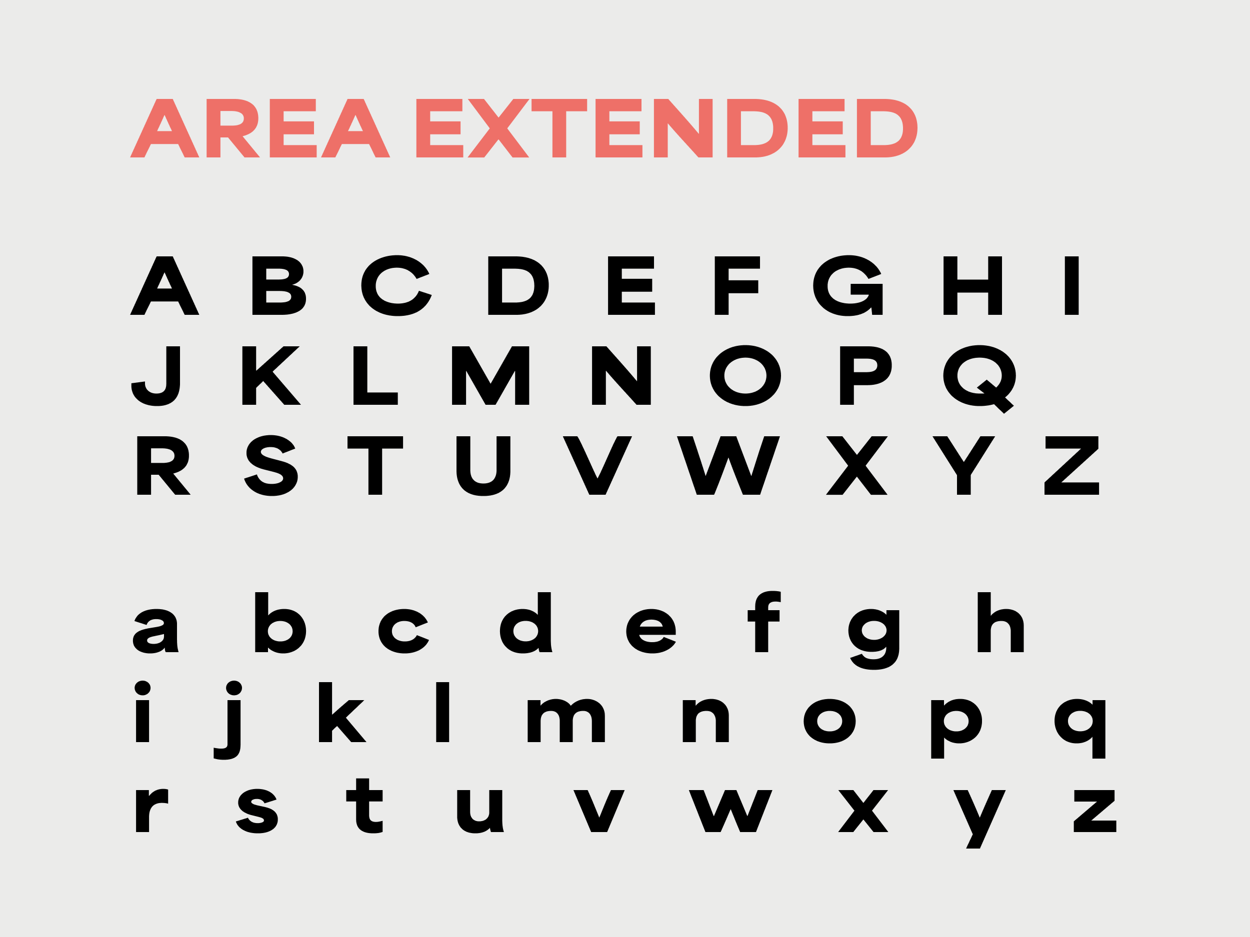 Sichtbar Schrift Area Extended mit den Buchstaben des Alphabets untereinander in Groß- Kleinschreibung.
