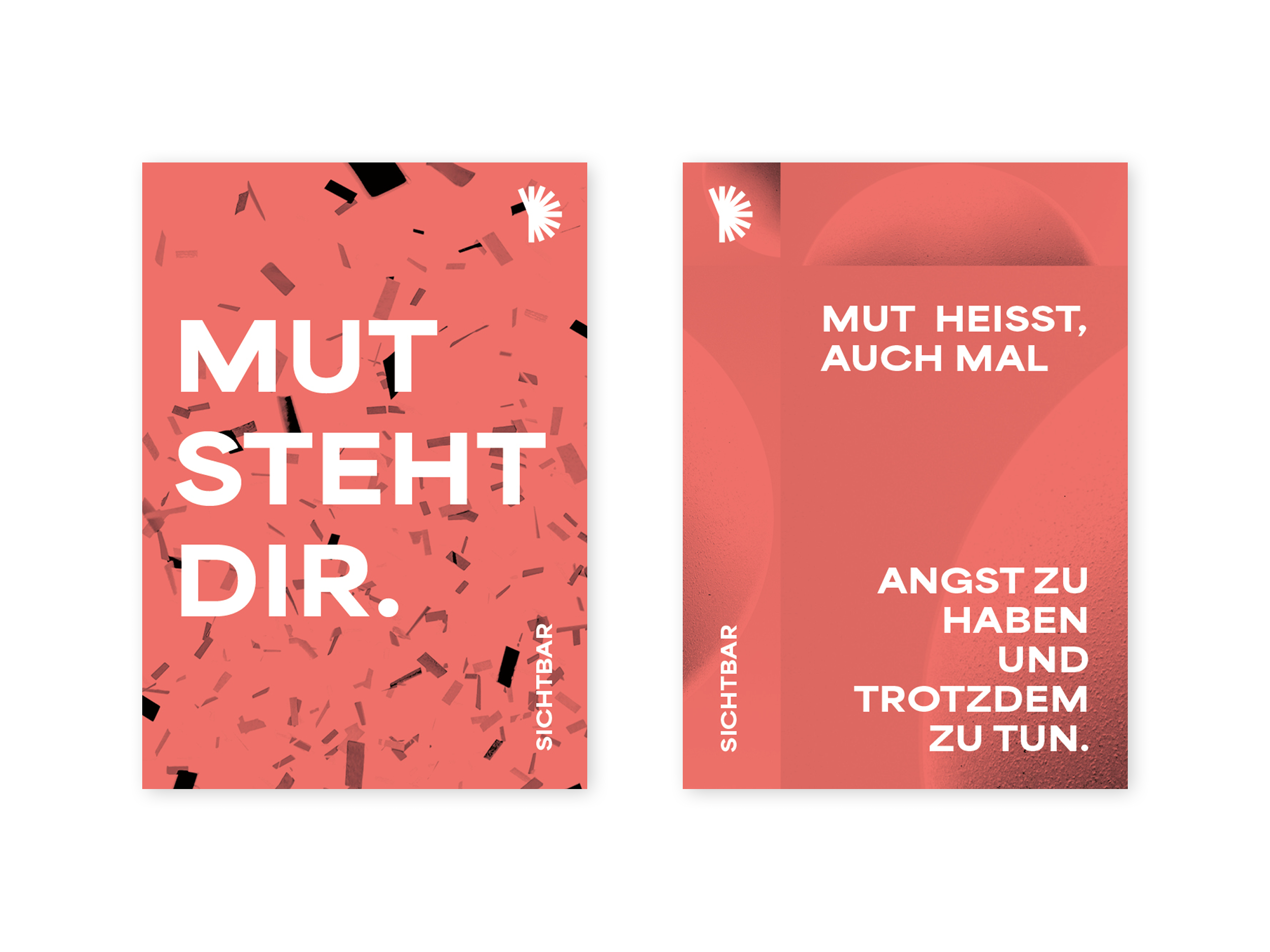 Zwei Sichtbar Plakat nebeneinander mit weißem Hintergrund